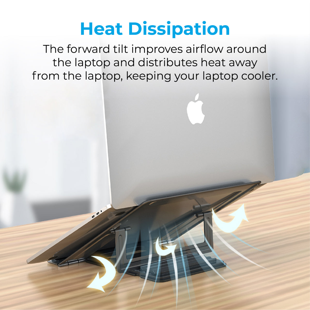 Promate Laptop Stand, Ergonomic Aluminum Multi-Level Notebook Stand up to 17 Inches with Anti-Slip Pads, Heat Dissipating and Foldable Design for MacBook Pro, Laptops, Tablets, Notebooks, DeskMate-5 Silver