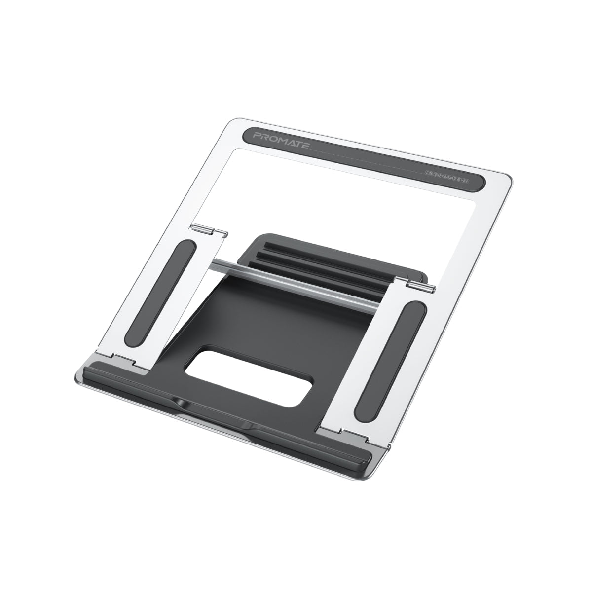 Promate Laptop Stand, Ergonomic Aluminum Multi-Level Notebook Stand up to 17 Inches with Anti-Slip Pads, Heat Dissipating and Foldable Design for MacBook Pro, Laptops, Tablets, Notebooks, DeskMate-5 Grey