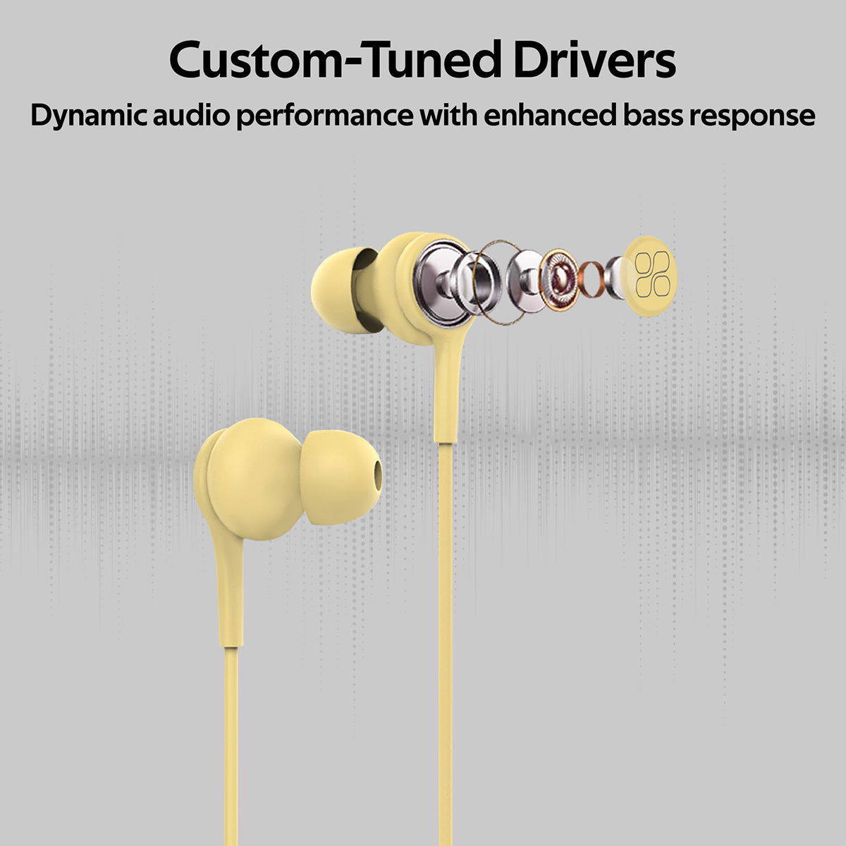 Promate - In-Ear Earphones, Universal Dynamic Hi-Res Noise Isolating Wired Earphones with Built-In Mic, Remote Control, HD Sound Quality and 1.2m Tangle-Free Cord for Smartphones, Tablets, Pc, MP3 Player, Duet Yellow