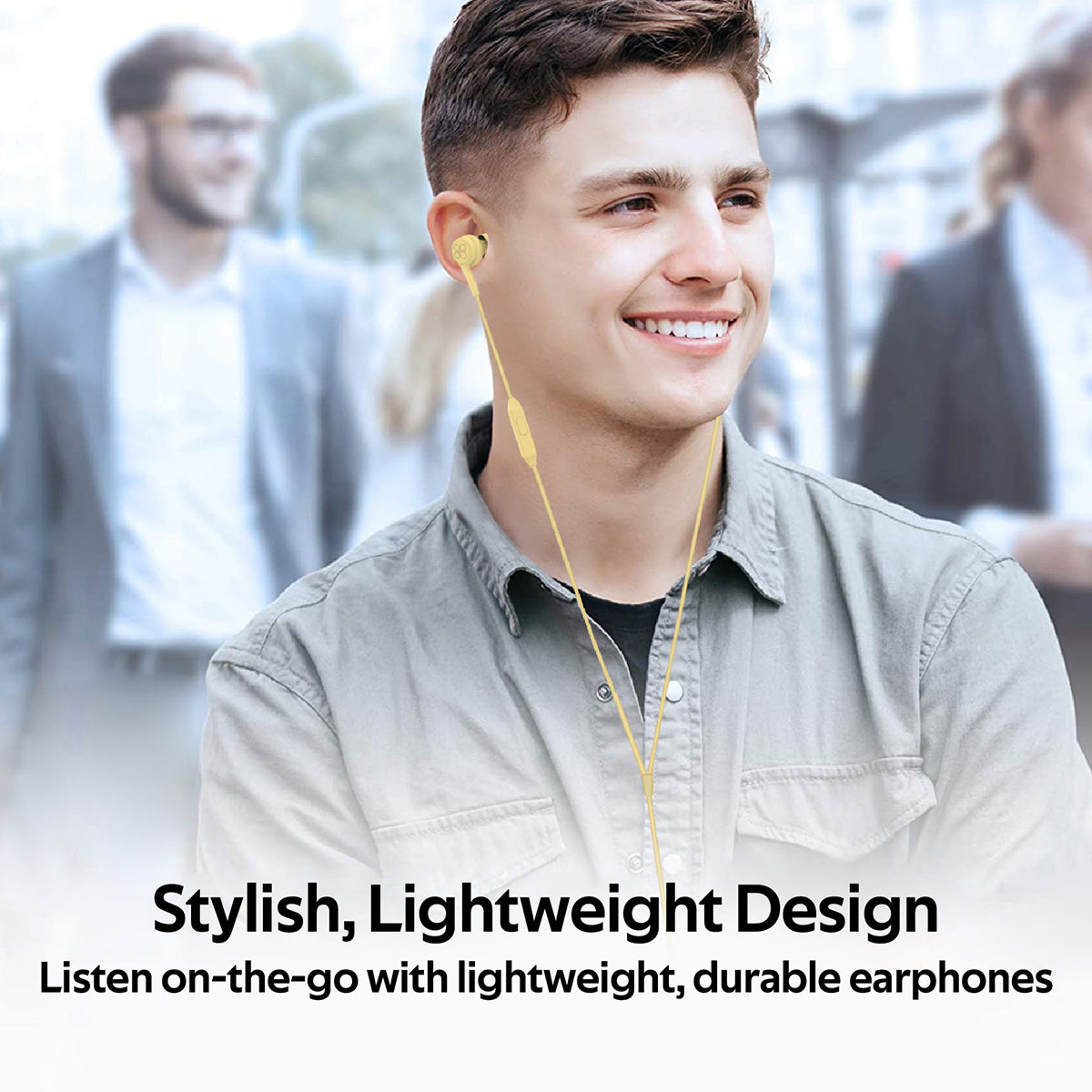 Promate - In-Ear Earphones, Universal Dynamic Hi-Res Noise Isolating Wired Earphones with Built-In Mic, Remote Control, HD Sound Quality and 1.2m Tangle-Free Cord for Smartphones, Tablets, Pc, MP3 Player, Duet Yellow