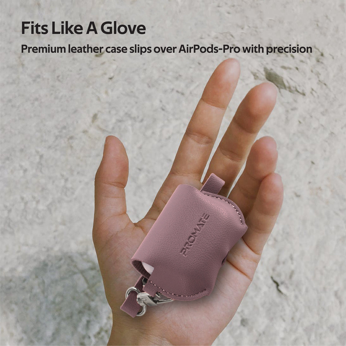 Promate AirPods Pro Case, Elegant Fashion Protective Faux Leather Cover with Wireless Charging Compatible Cover, Anti-Lost Holding Strap and Cable Organizer for Apple AirPods Pro, Fay Purple