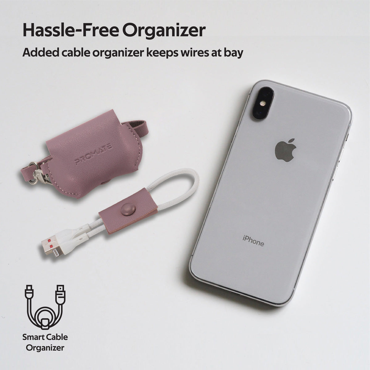Promate AirPods Pro Case, Elegant Fashion Protective Faux Leather Cover with Wireless Charging Compatible Cover, Anti-Lost Holding Strap and Cable Organizer for Apple AirPods Pro, Fay Purple
