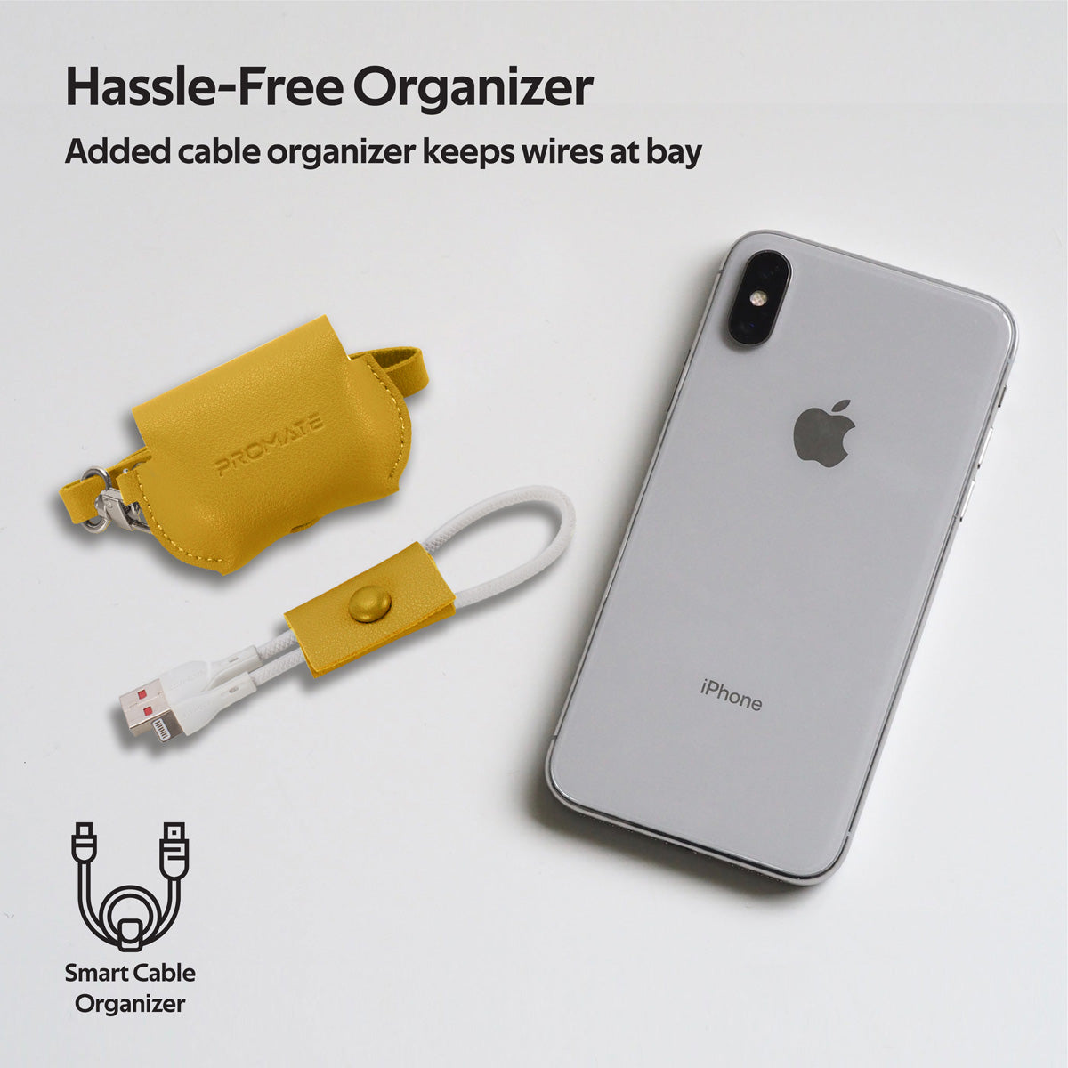 Promate AirPods Pro Case, Elegant Fashion Protective Faux Leather Cover with Wireless Charging Compatible Cover, Anti-Lost Holding Strap and Cable Organizer for Apple AirPods Pro, Fay Yellow