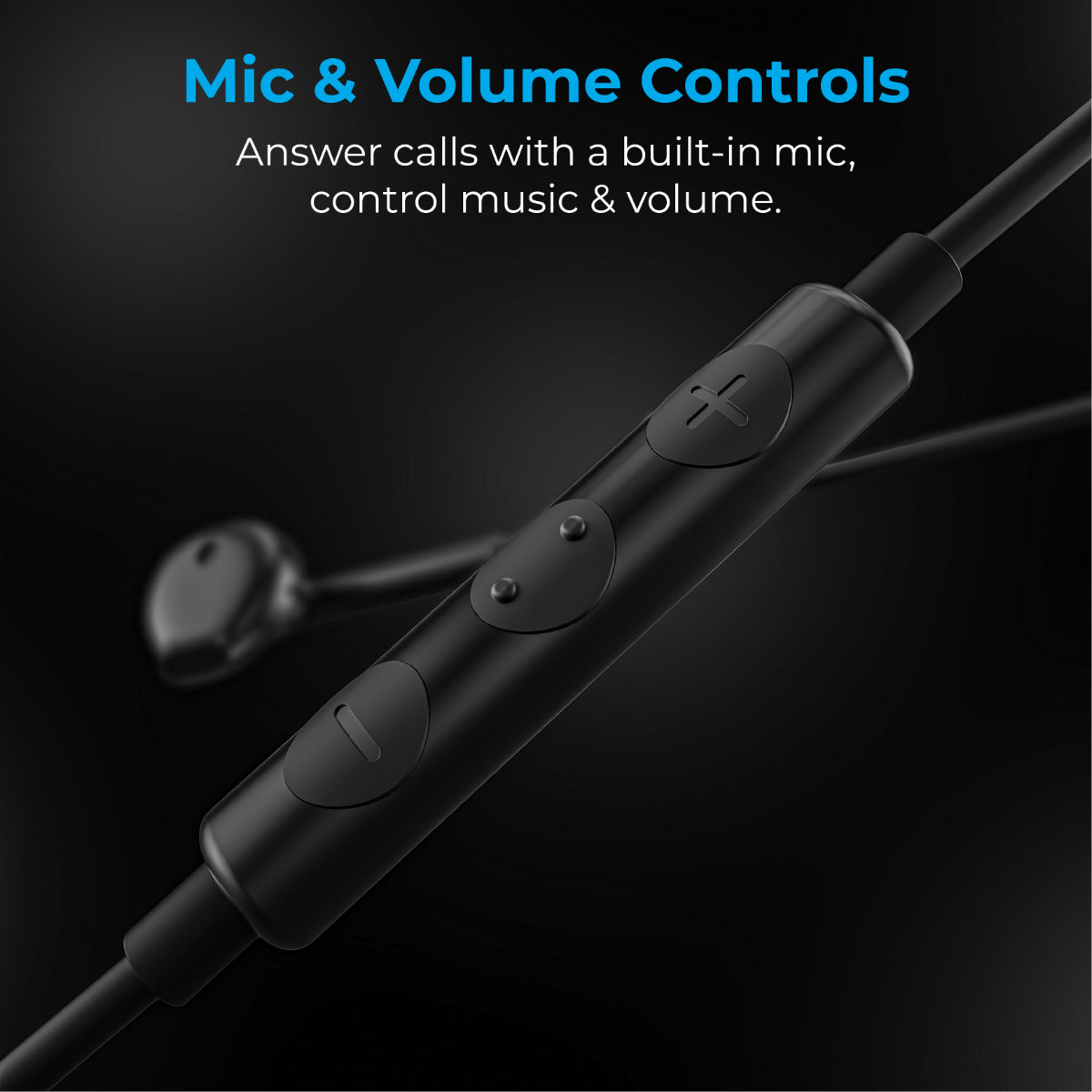 Promate Earbuds with Lightning Connector, In-Ear Apple MFi Certified Mono Earphone with Mic and In-Line Volume Control for iPhone 12/12 Mini/12 Pro Max/12 Pro and Lightning Connector Devices, GearPod-LT Black