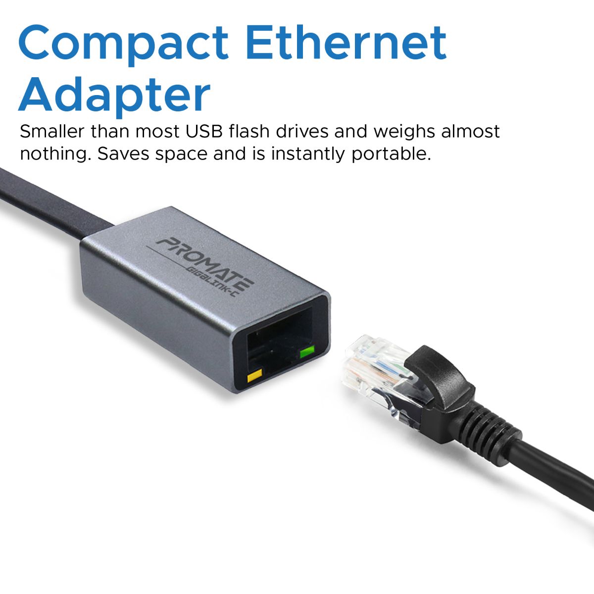 Promate - USB-C™ to Ethernet Adapter, Aluminium High-Speed USB Type-C™ to 1Gbps RJ45 Gigabit Ethernet LAN Network Adapter for MacBook Pro, MacBook Air, Surface book, Chromebook, XPS, Samsung S10, S10+, GigaLink-C  Grey