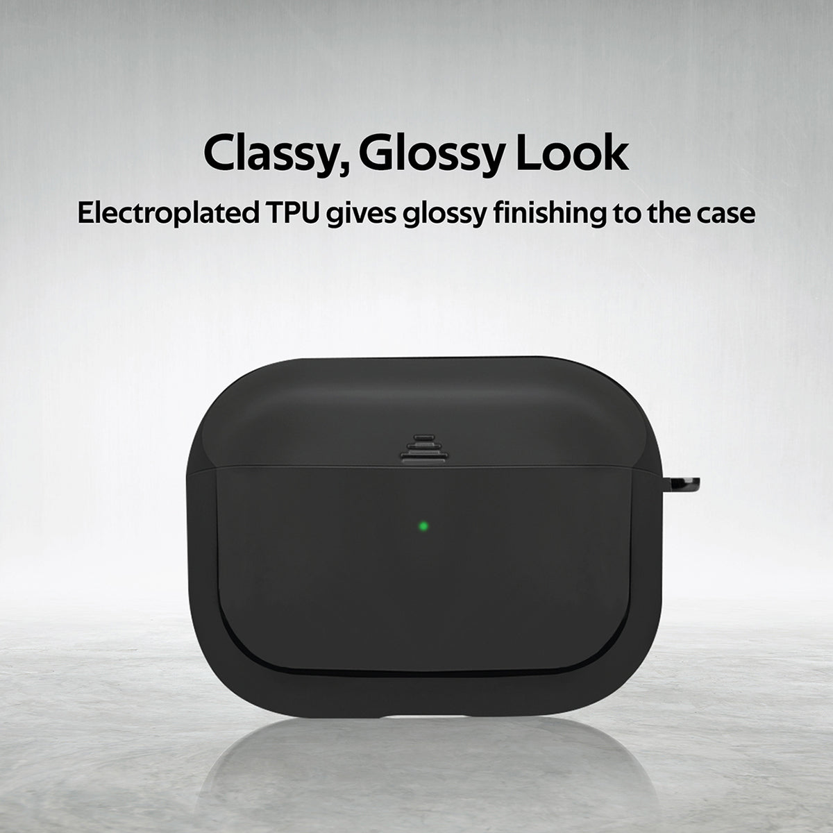 Promate AirPods Pro Case, Lightweight Impact-Resistant Electroplated TPU Slim-Fit Protective Cover with Wireless Charging Compatible, Anti-Slip and Scratch Resistant for Apple AirPods Pro, Gowy-Pro Black
