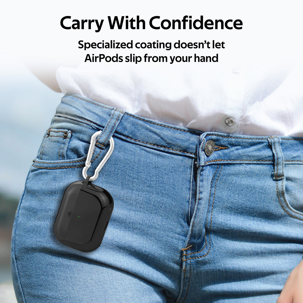 Promate AirPods Pro Case, Lightweight Impact-Resistant Electroplated TPU Slim-Fit Protective Cover with Wireless Charging Compatible, Anti-Slip and Scratch Resistant for Apple AirPods Pro, Gowy-Pro Black