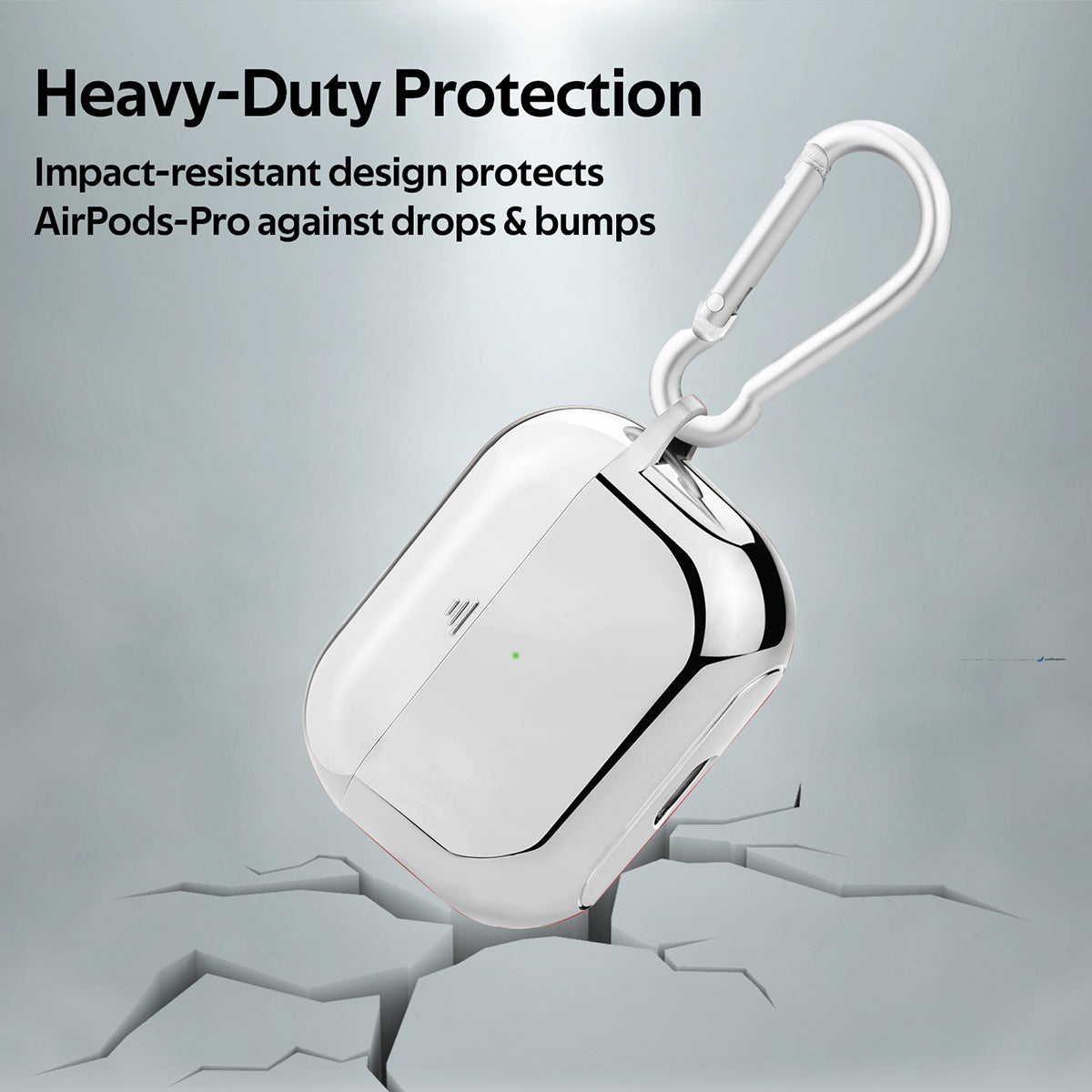 Promate AirPods Pro Case, Lightweight Impact-Resistant Electroplated TPU Slim-Fit Protective Cover with Wireless Charging Compatible, Anti-Slip and Scratch Resistant for Apple AirPods Pro, Gowy-Pro Silver