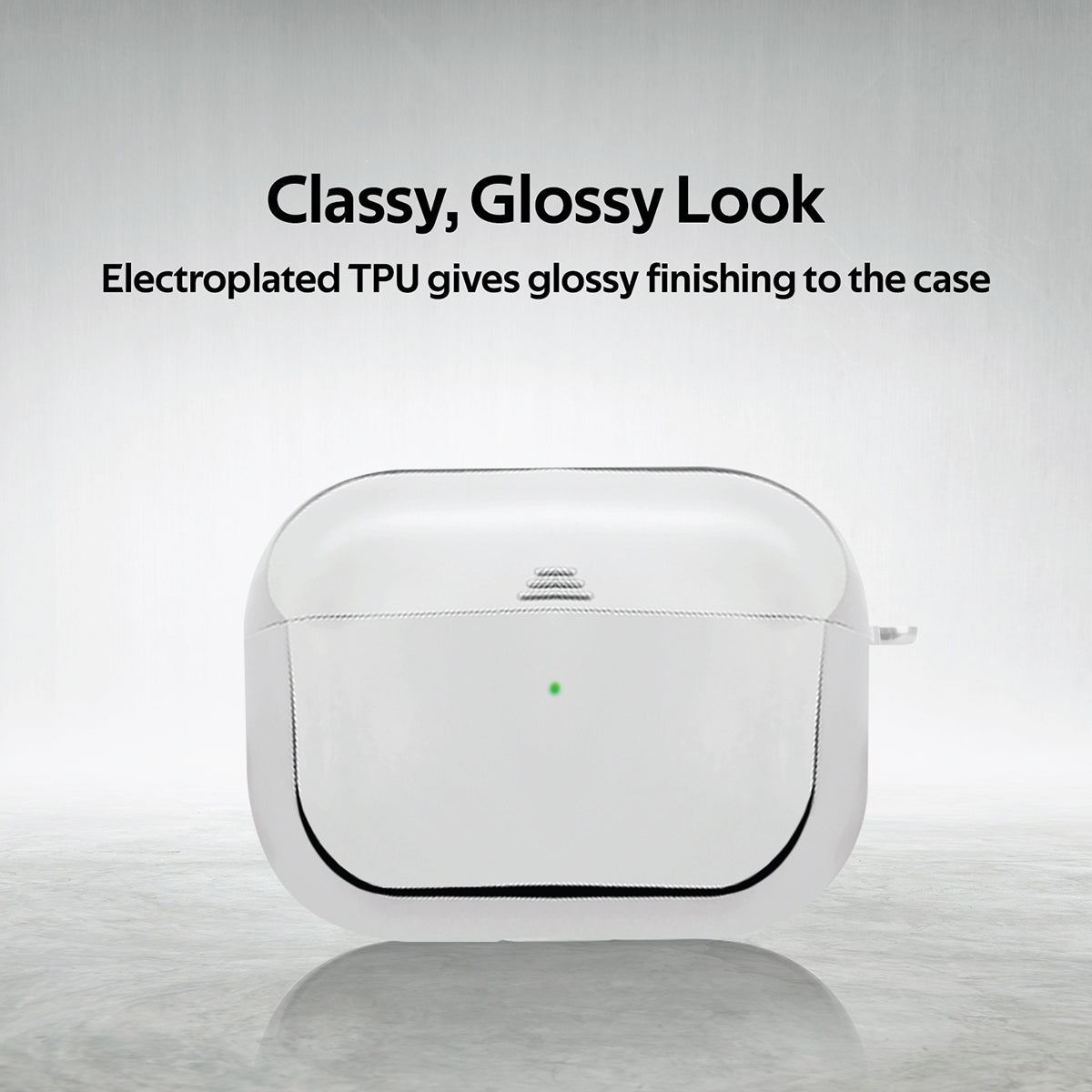 Promate AirPods Pro Case, Lightweight Impact-Resistant Electroplated TPU Slim-Fit Protective Cover with Wireless Charging Compatible, Anti-Slip and Scratch Resistant for Apple AirPods Pro, Gowy-Pro Silver