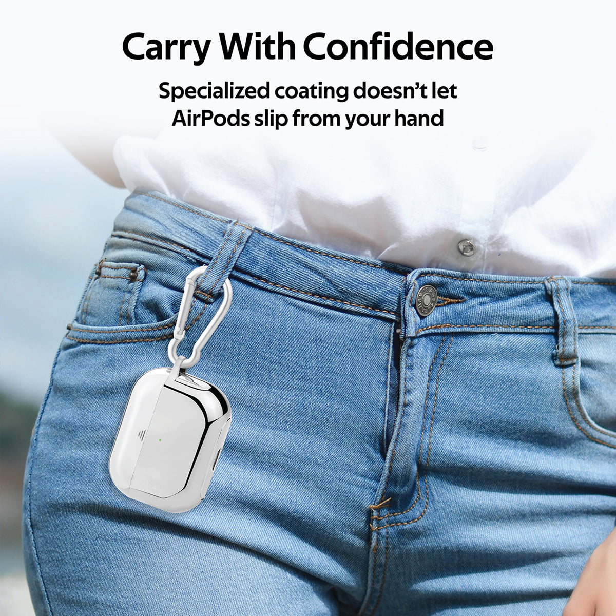 Promate AirPods Pro Case, Lightweight Impact-Resistant Electroplated TPU Slim-Fit Protective Cover with Wireless Charging Compatible, Anti-Slip and Scratch Resistant for Apple AirPods Pro, Gowy-Pro Silver