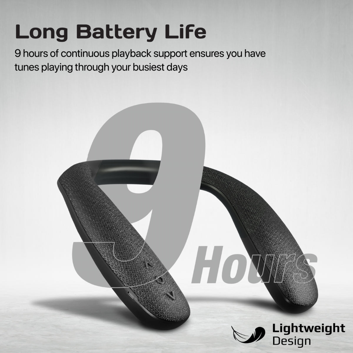 Promate Neckband Bluetooth Speaker with 360-Degree Sound, 9H Playtime and Lightweight, Hook