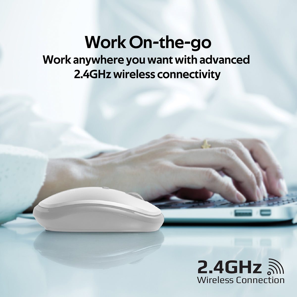 Promate Wireless Mouse, Portable 2.4Ghz Ergonomic Precision Tracking Optical Mouse with USB Nano Receiver, 3 Adjustable Dpi Levels and Low Power Consumption for Laptops, iMac, PC, Desktop, Hover White