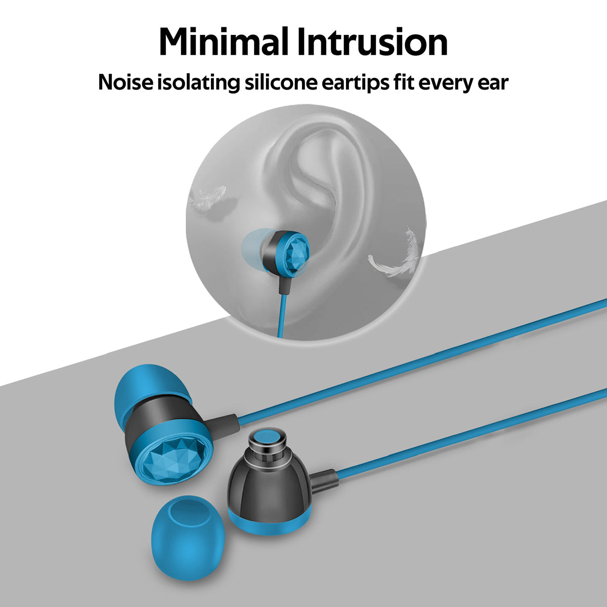 Promate - In-Ear Wired Headphones, Premium Metallic Hi-Fi Stereo Wired Earphone with Built-in Mic, Comfortable Secure Fit Earbuds, 1.2m Tangle-Free Cord and One-Button Control for Smartphones, Tablets, Pc, MP3 Player, Ingot Blue