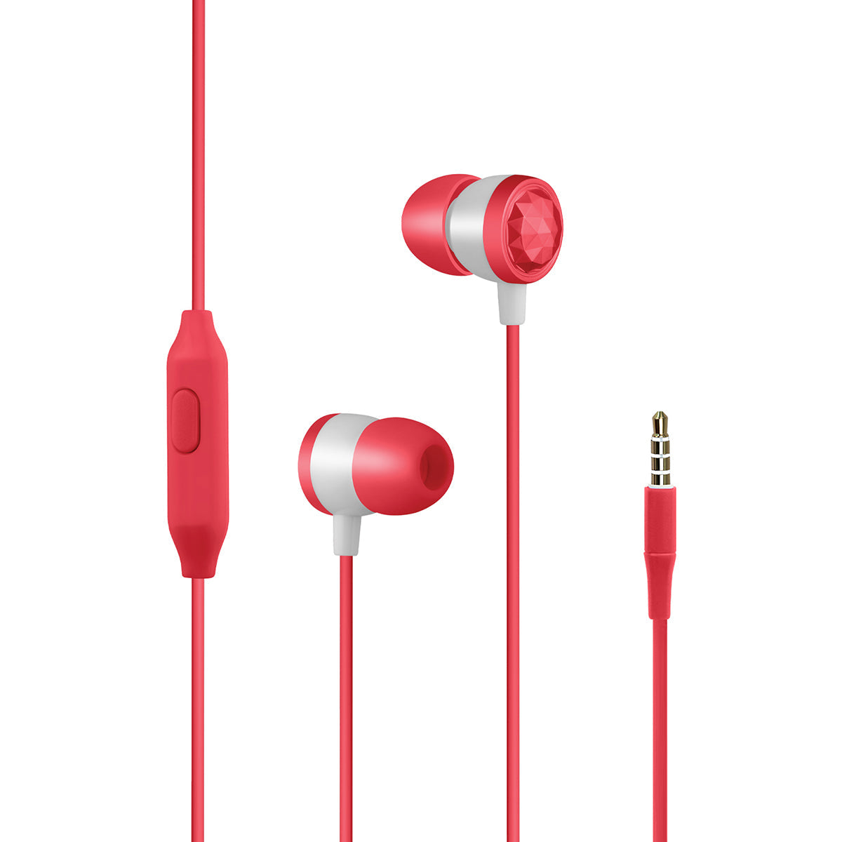 Promate - In-Ear Wired Headphones, Premium Metallic Hi-Fi Stereo Wired Earphone with Built-in Mic, Comfortable Secure Fit Earbuds, 1.2m Tangle-Free Cord and One-Button Control for Smartphones, Tablets, Pc, MP3 Player, Ingot Red