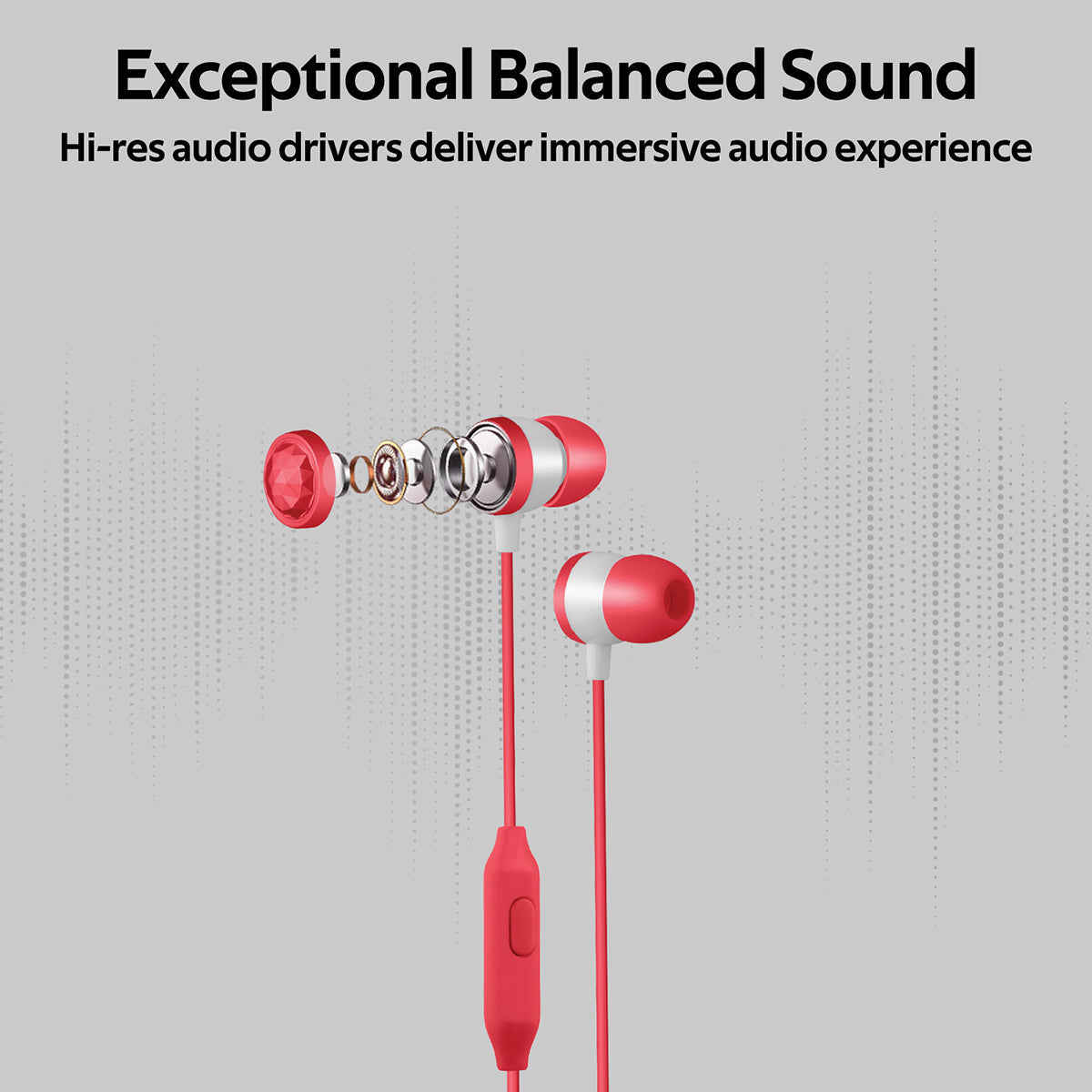 Promate - In-Ear Wired Headphones, Premium Metallic Hi-Fi Stereo Wired Earphone with Built-in Mic, Comfortable Secure Fit Earbuds, 1.2m Tangle-Free Cord and One-Button Control for Smartphones, Tablets, Pc, MP3 Player, Ingot Red