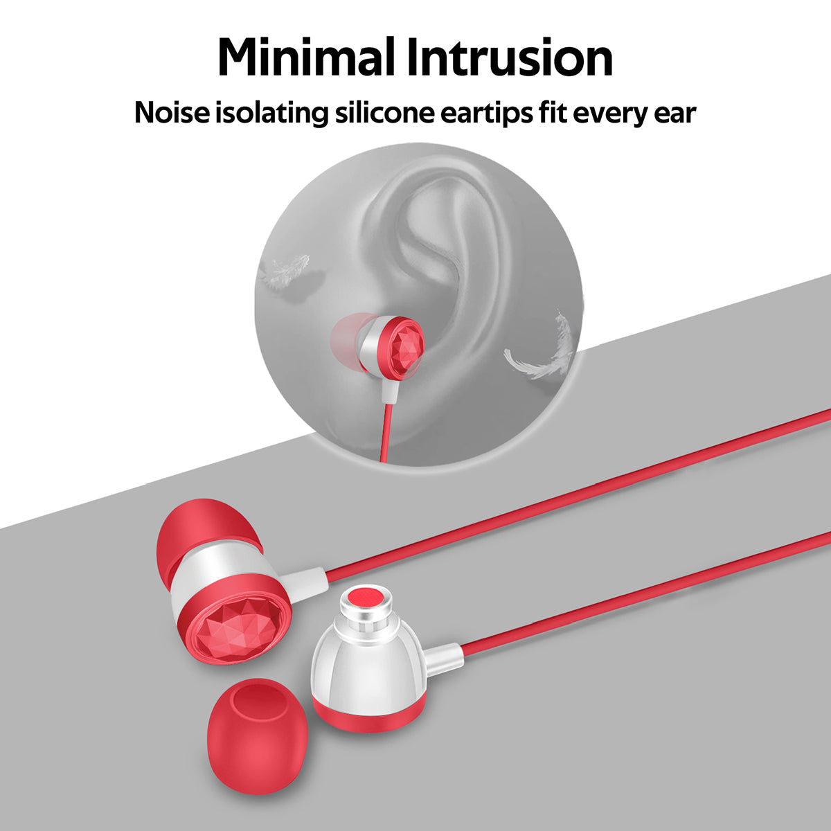 Promate - In-Ear Wired Headphones, Premium Metallic Hi-Fi Stereo Wired Earphone with Built-in Mic, Comfortable Secure Fit Earbuds, 1.2m Tangle-Free Cord and One-Button Control for Smartphones, Tablets, Pc, MP3 Player, Ingot Red