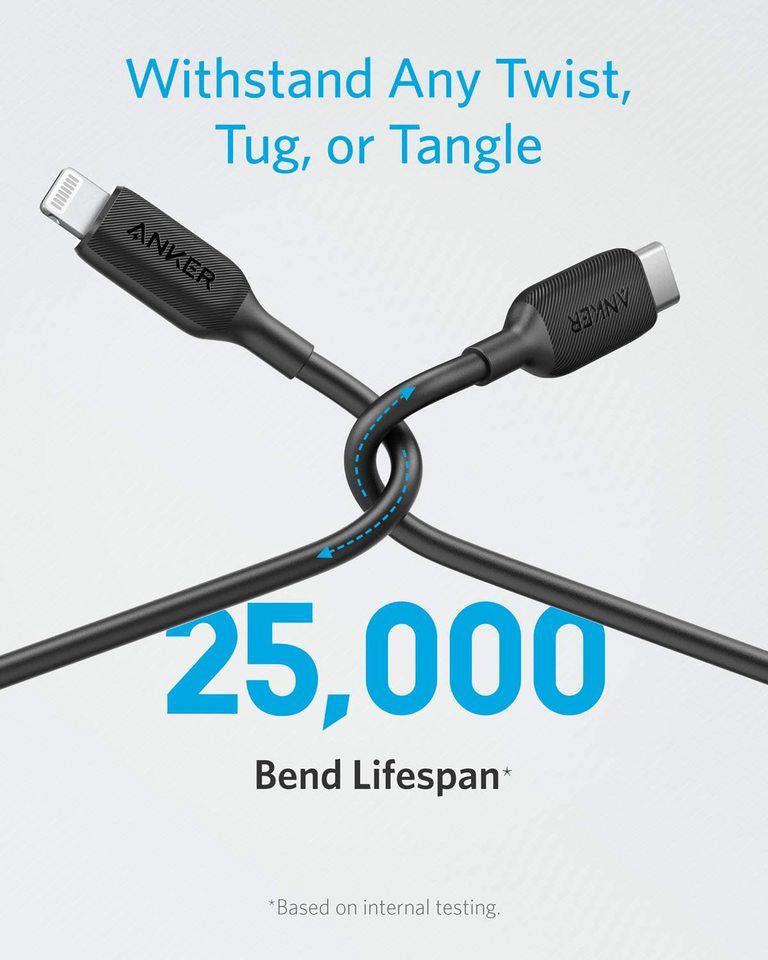 Anker Powerline III USB-C to Lightning 2.0 Cable 3ft  Black - A8832H11