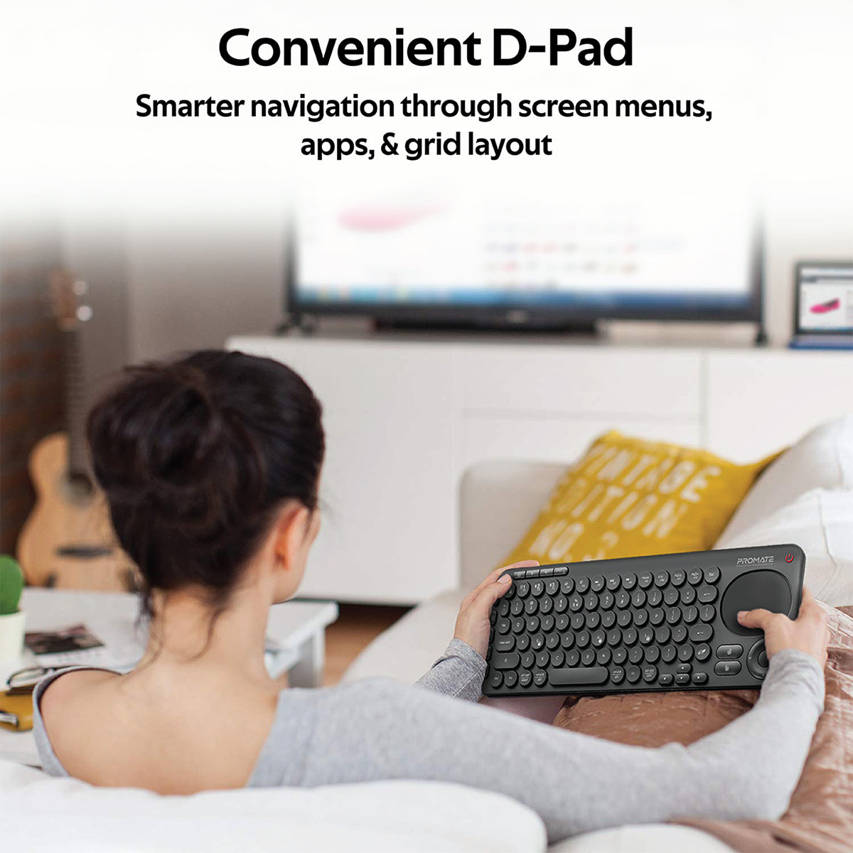 Promate Bluetooth Keyboard with Touchpad, All-In-One 2.4Ghz Wireless/Bluetooth v5.0 Multimedia Keyboard with Built-In Touchpad Mouse, Precision Tracking, Multi-Device Pairing and IR TV Remote Controller, KeyPad-1 Arabic / English