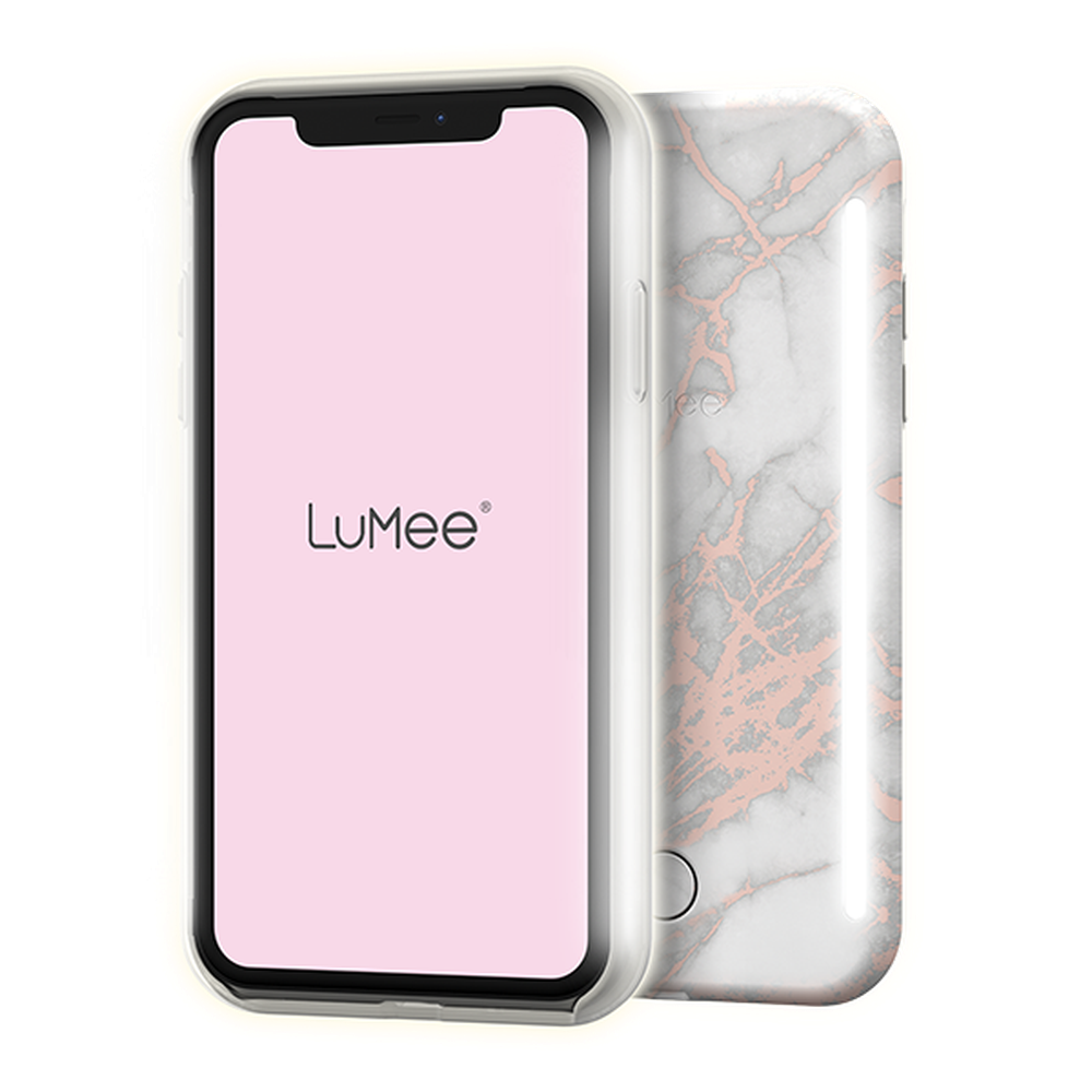 Lumee - Duo Case for iPhone 11 Pro - Metallic Marble - White Rose Gold