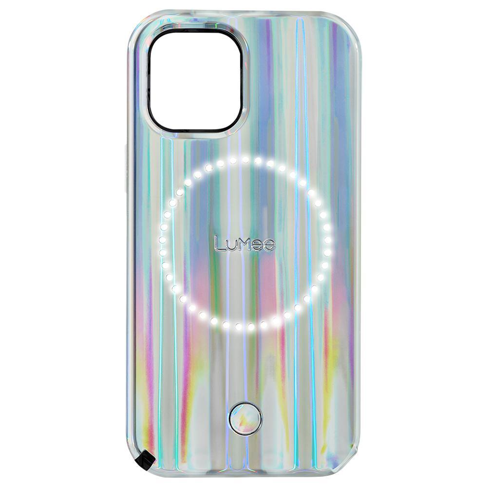 Lumee Halo Selfie Case for Apple iPhone 12 / 12 Pro - Studio-Like Front & Back Light w/ Variable Dimmer & Micropel AntiBacterial Protection Wireless Pass-Through Charging - Bolt