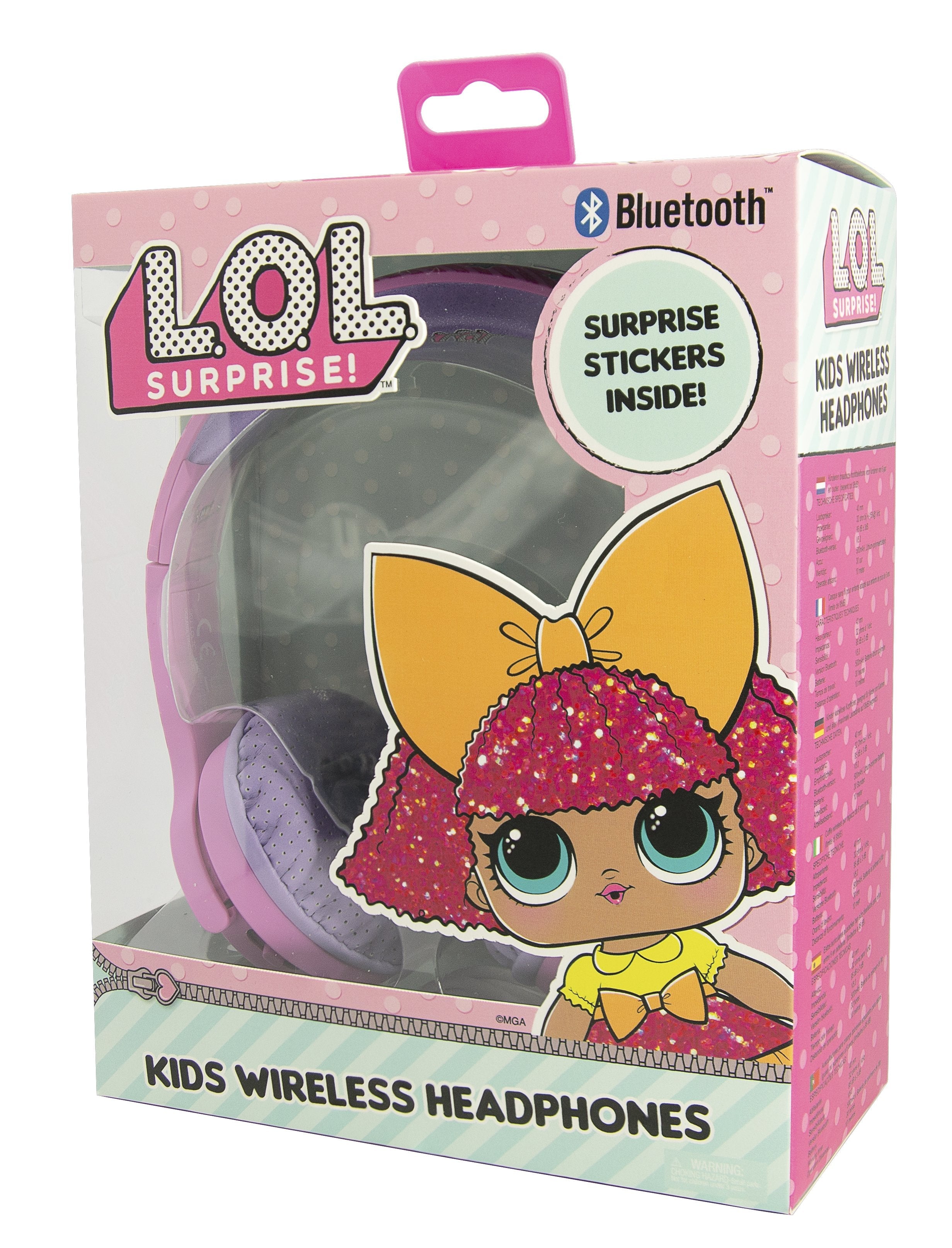 OTL LOL OnEar Wireless Kids HeadPhone - Safe Volume Limiting @ 85dB, Bluetooth 5.0 @ 10m distance, 30Hrs Playtime, Superb Sound w/ Aux port, Foldable, Comfortable & Adjustable - Glitterati