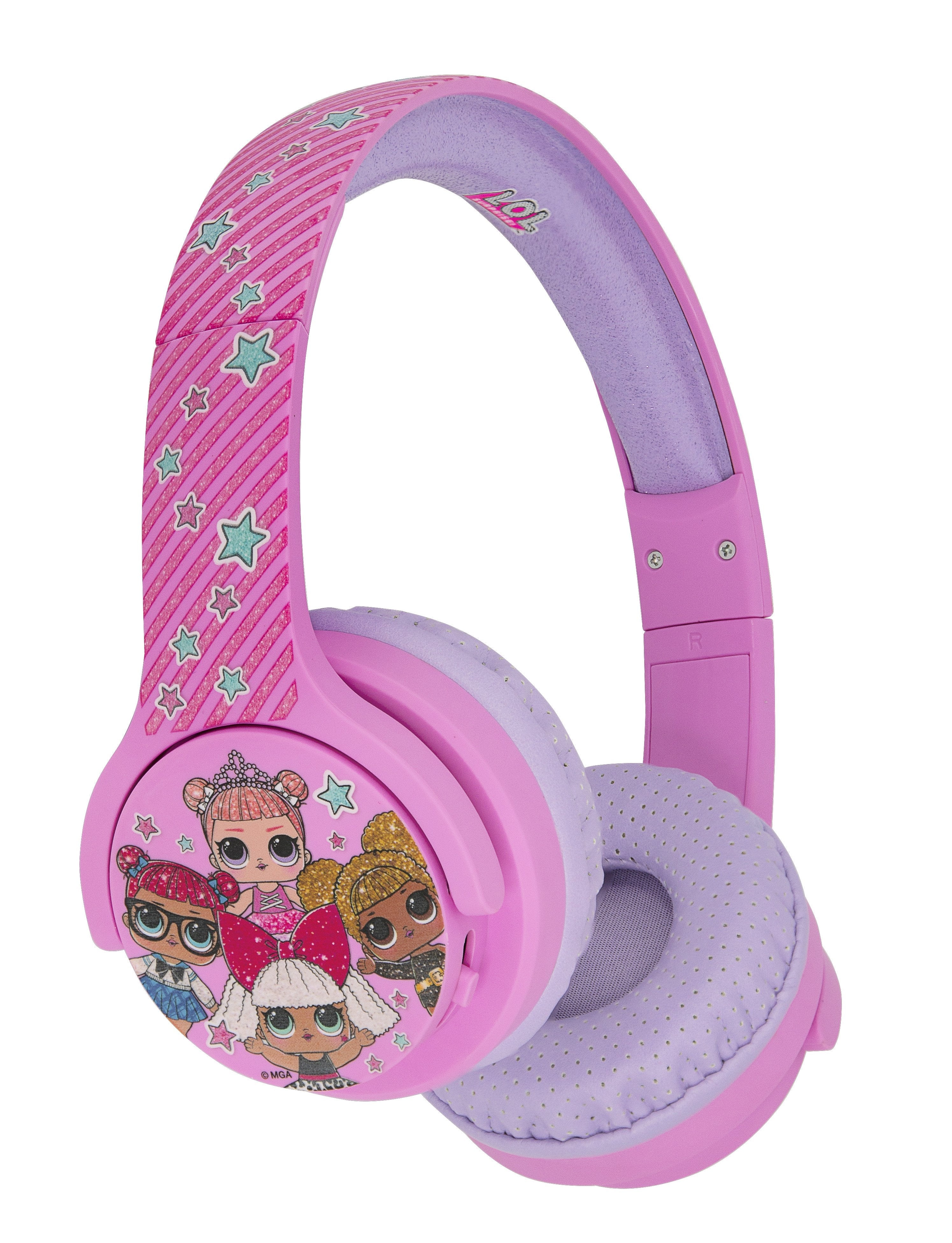 OTL LOL OnEar Wireless Kids HeadPhone - Safe Volume Limiting @ 85dB, Bluetooth 5.0 @ 10m distance, 30Hrs Playtime, Superb Sound w/ Aux port, Foldable, Comfortable & Adjustable - Glitterati