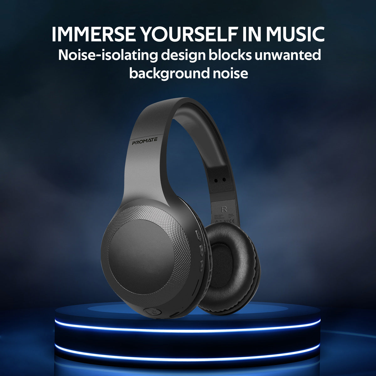 Promate - Bluetooth Headphone, Over-Ear Deep Bass Wired/Wireless Headphone with Long Paytime, Hi-Fi Sound, Built-In Mic, On-Ear Controls, Soft Earpads, MicroSD Card Slot and AUX Port for iPhone, Samsung, iPad Pro, LaBoca Black