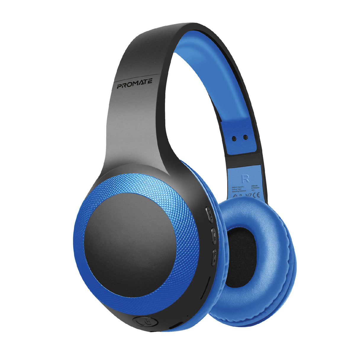 Promate - Bluetooth Headphone, Over-Ear Deep Bass Wired/Wireless Headphone with Long Paytime, Hi-Fi Sound, Built-In Mic, On-Ear Controls, Soft Earpads, MicroSD Card Slot and AUX Port for iPhone, Samsung, iPad Pro, LaBoca Blue