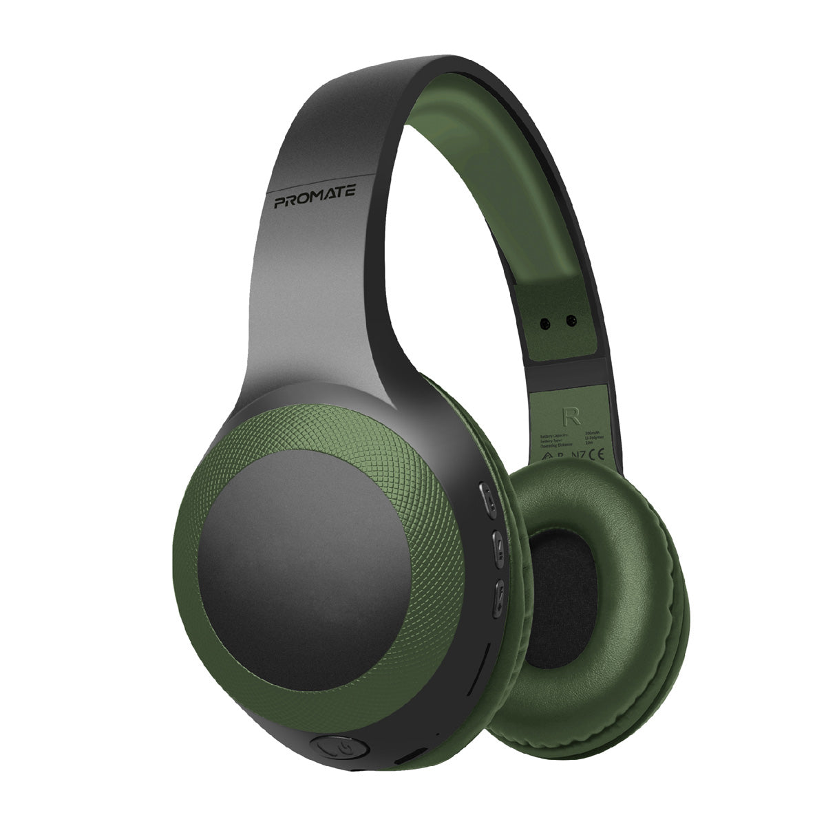 Promate - Bluetooth Headphone, Over-Ear Deep Bass Wired/Wireless Headphone with Long Paytime, Hi-Fi Sound, Built-In Mic, On-Ear Controls, Soft Earpads, MicroSD Card Slot and AUX Port for iPhone, Samsung, iPad Pro, LaBoca Midnight Green