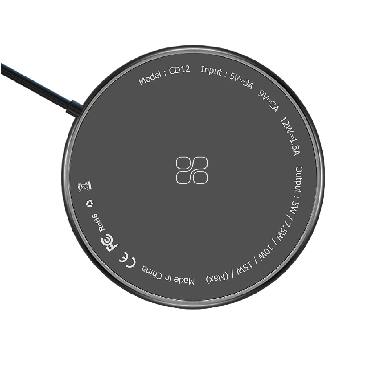 Promate 15W Magnetic Wireless Charger with USB-C Connector for iPhone 12/Galaxy 21, MagTag-15W Black
