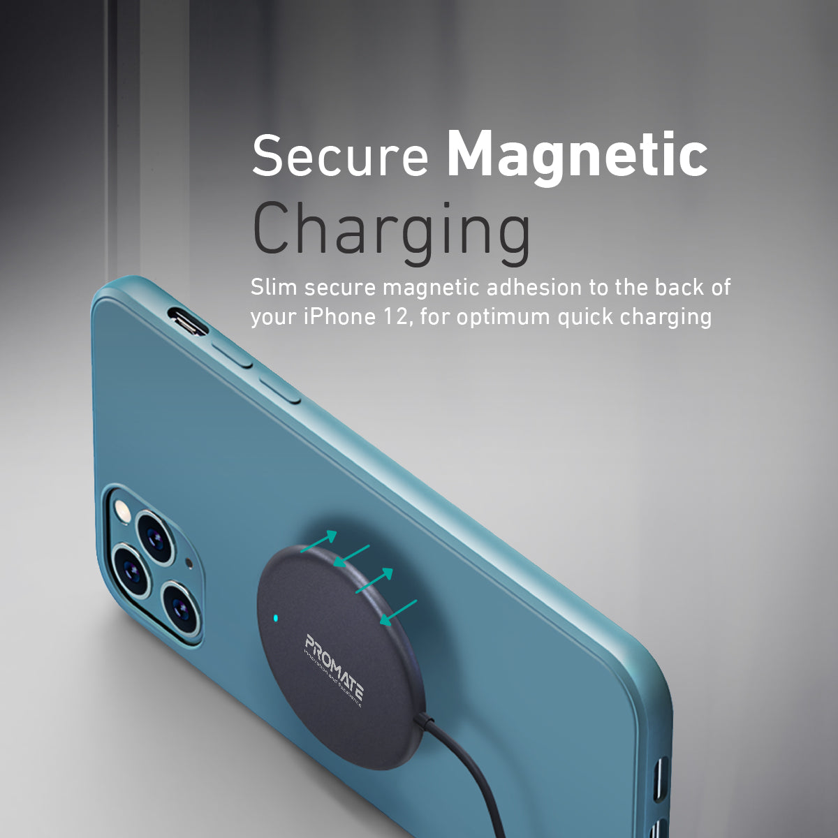 Promate 15W Magnetic Wireless Charger with USB-C Connector for iPhone 12/Galaxy 21, MagTag-15W Black