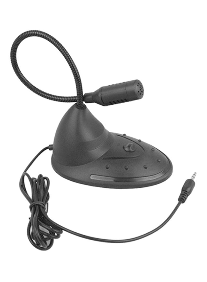 Dual Channel Plug Gooseneck Desktop Wired Microphone - Black