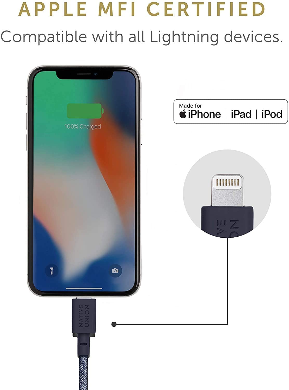 Native Union - Belt Lightning Cable XL 1.2M - Indigo