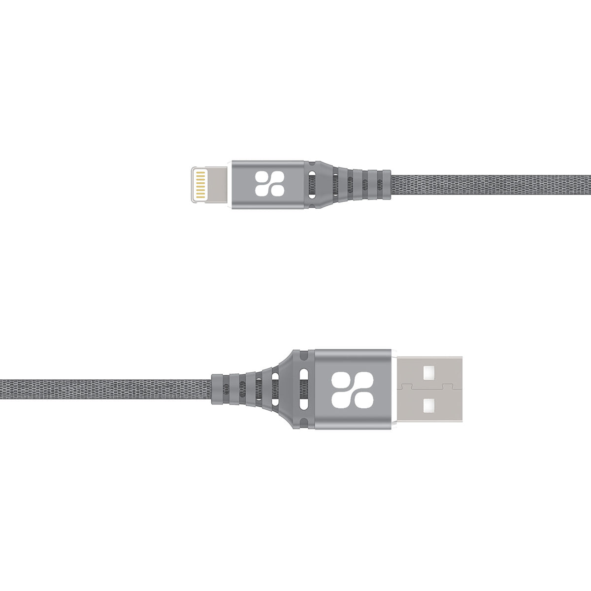 Promate - MFi Certified Lightning Cable, High-Speed 2.4A Nylon Braided USB Charging and Syncing Data Cable with 2m Tangle-Free Design and Over-Charging Protection for iPhone XS, XS Max, iPad Pro, iPod, NerveLink-i2 Grey
