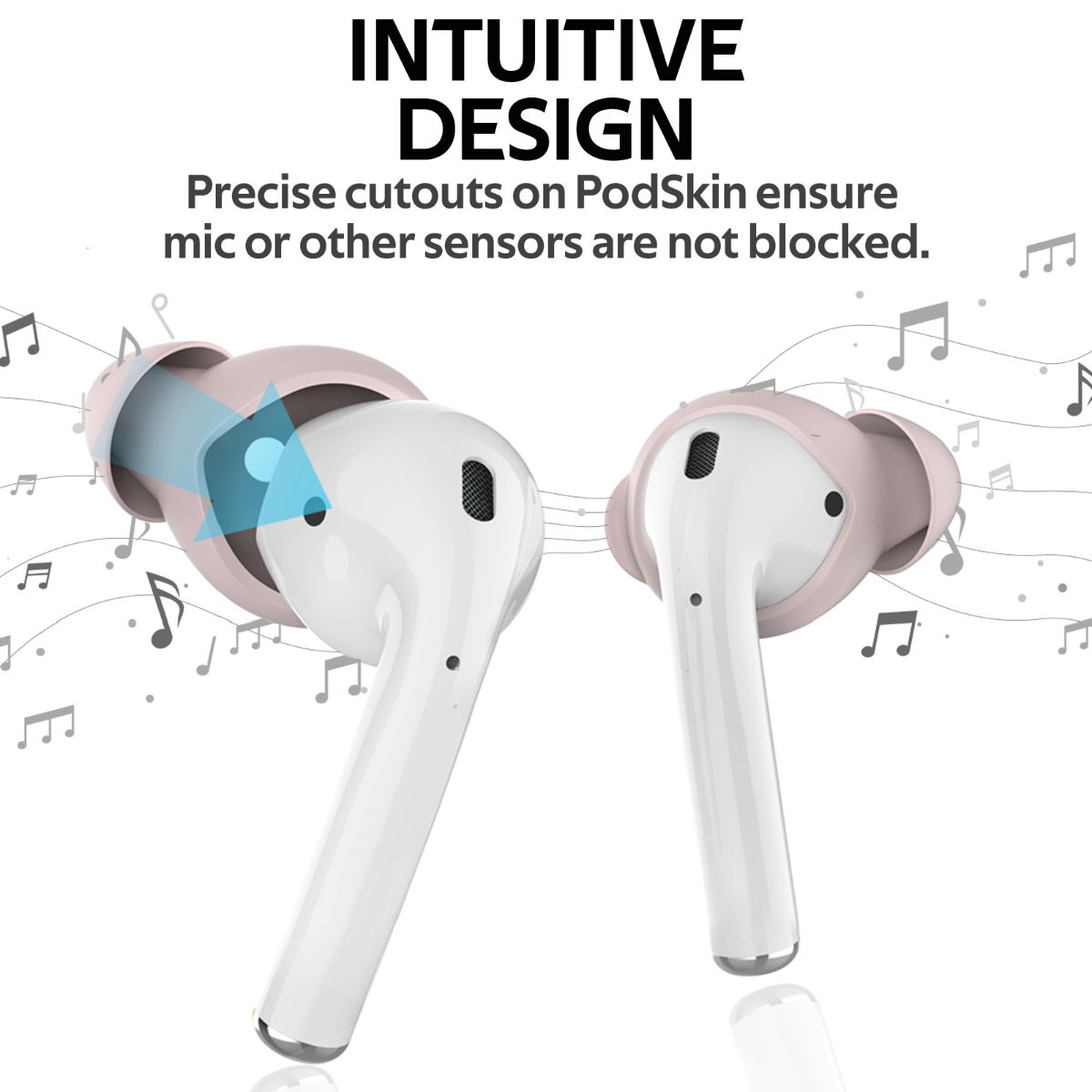 Promate AirPods Ear Tips, Ultra-Slim Silicone Anti-Slip Noise-Isolating Earbuds Cover with Anti-Slip Sweat-Resistant Design and Silicone Carrying Pouch for Apple AirPods and AirPods 2, PodSkin Pink