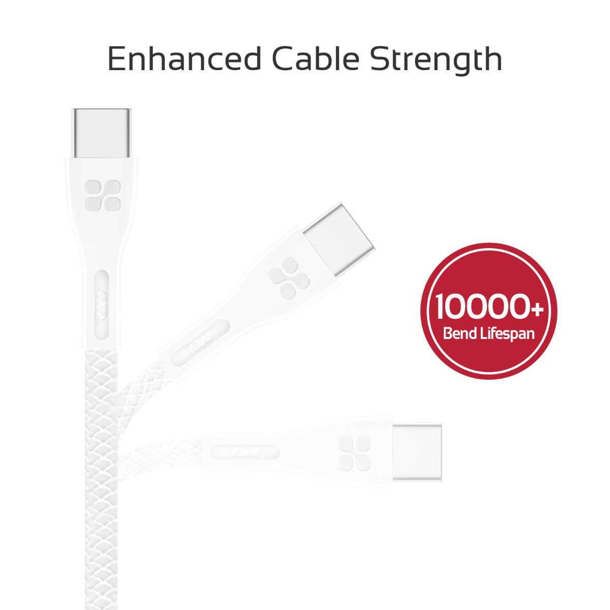 Promate - USB-C to USB-A Cable, Durable 2A Ultra-Fast Charging Cable with High-Speed Data Transfer, Over-Charging Protection, 1.2m Cord Length and Over-Charging Protection for Type-C Enabled Devices, PowerBeam-C White