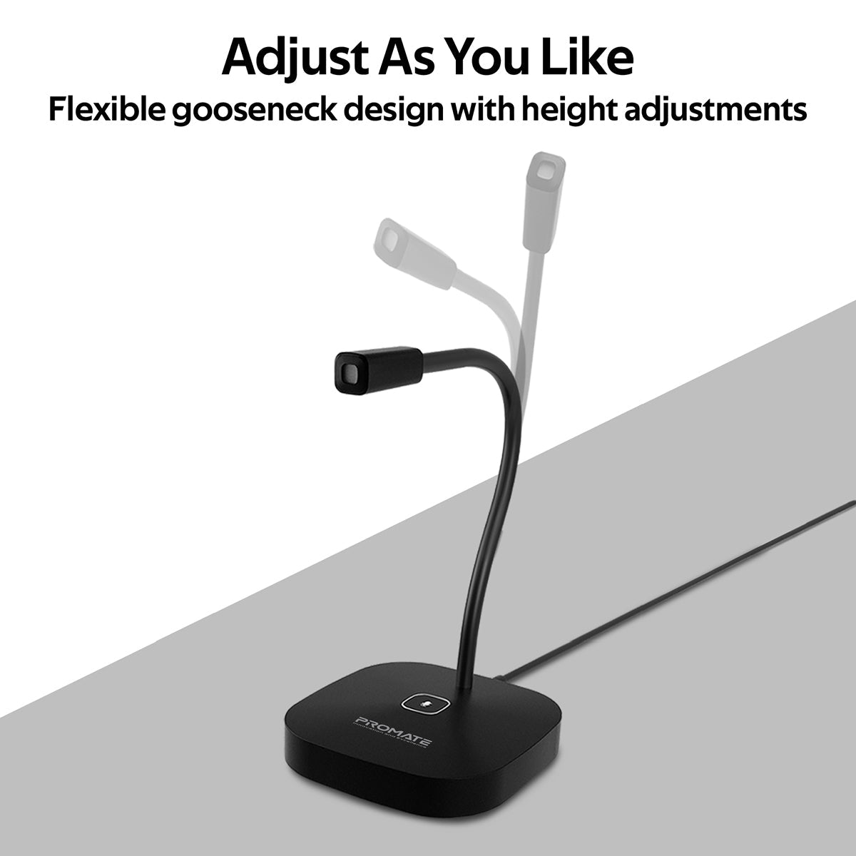 Promate USB Desktop Microphone, High Definition Omni-Directional USB Microphone with Flexible Gooseneck, Mute Touch Button, LED Indicator and Built-In Anti-Tangle Cord for PC, Laptop, Recording, Gaming, ProMic-1
