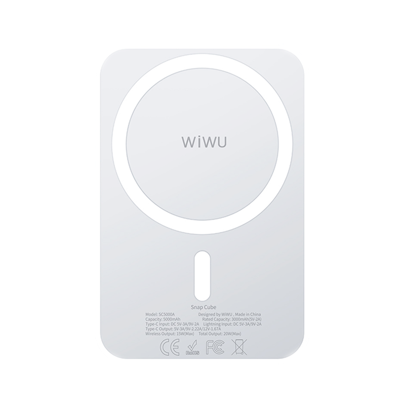 WIWU Snap Cube Magnetic Wireless Charging 5000mAh Power Bank - White