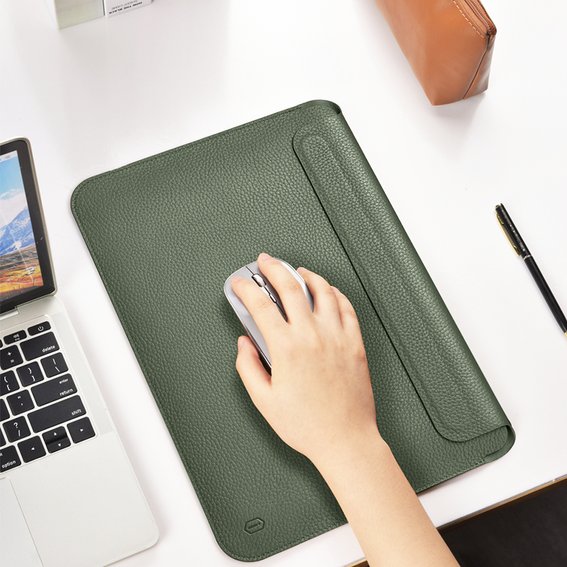 WIWU Skin Pro Genuine Leather Sleeve For Macbook 13.3" - Green