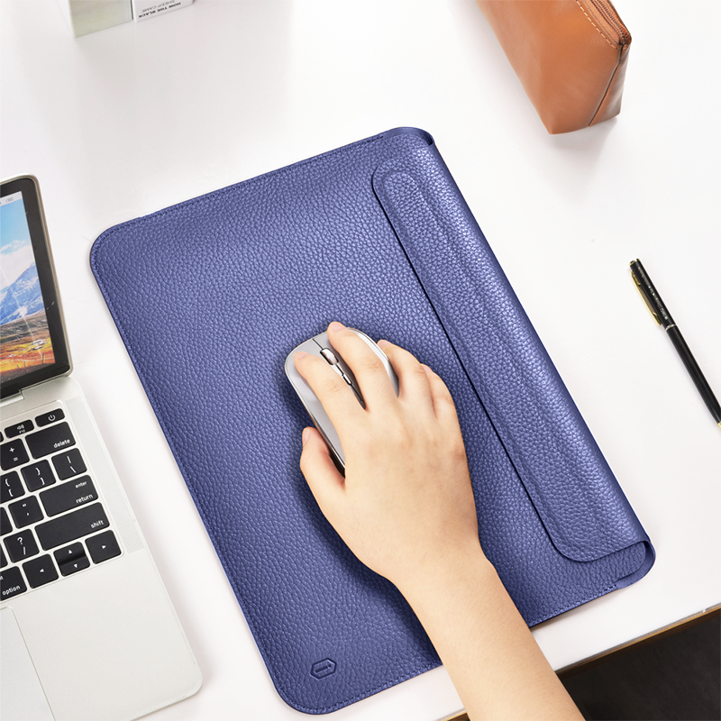 WIWU Skin Pro Genuine Leather Sleeve For Macbook 13.3" - Navy Blue