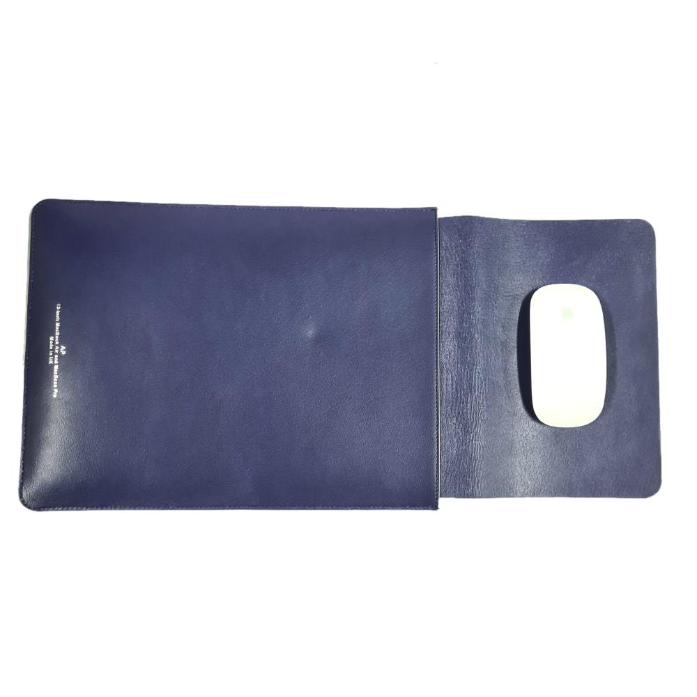 Solid Blue 13 Inch Leather Laptop Sleeve with Gift Box