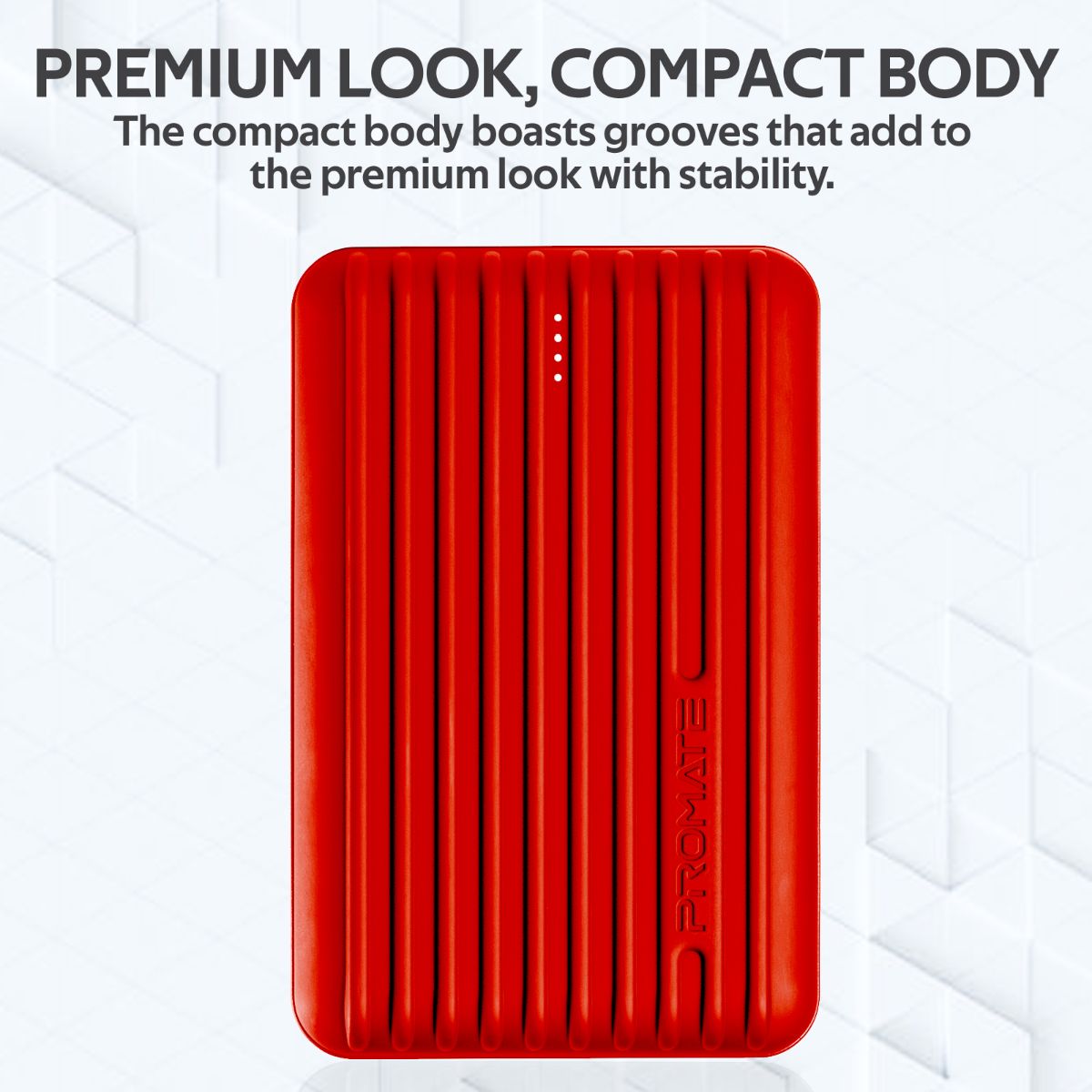 Promate - Type-C Power Bank, Powerful 10000nAh Battery Charger with Type-C and Micro USB Input and Ultra-Fast 2.1A USB Port, USB-C Output, Automatic Voltage Regulation for USB and Type-C Enabled Devices, Titan-10C Red