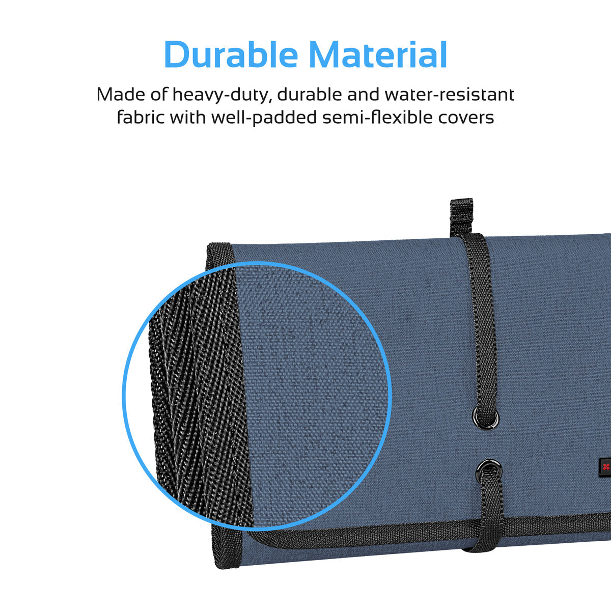 Promate - Accessories Organiser, Multi-Purpose Electronic Accessories Pouch with Water-Resistance and 14 Storage Pocket for Cable, Card, Hard Drive, Pen, Adapter, Travelpack-L Blue