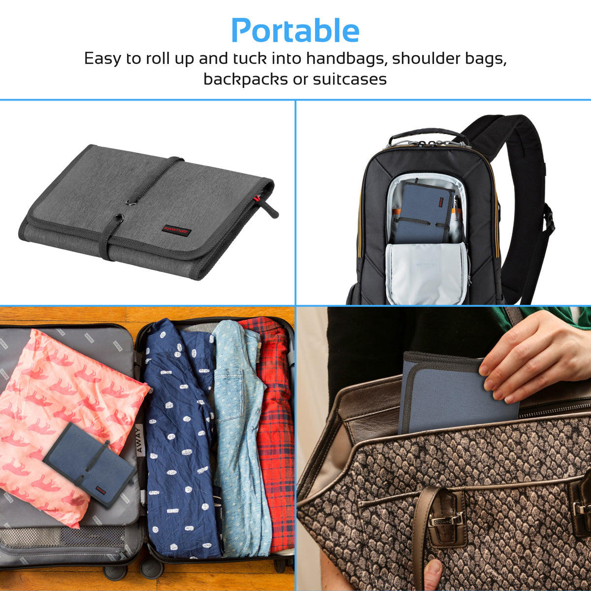 Promate - Accessories Organiser, Multi-Purpose Electronic Accessories Pouch with Water-Resistance and 14 Storage Pocket for Cable, Card, Hard Drive, Pen, Adapter, Travelpack-L Blue