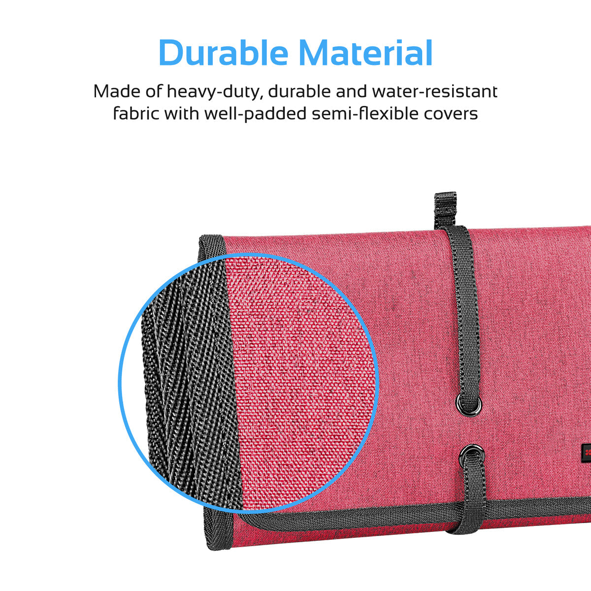 Promate - Accessories Organiser, Multi-Purpose Electronic Accessories Pouch with Water-Resistance and 14 Storage Pocket for Cable, Card, Hard Drive, Pen, Adapter, Travelpack-L Red