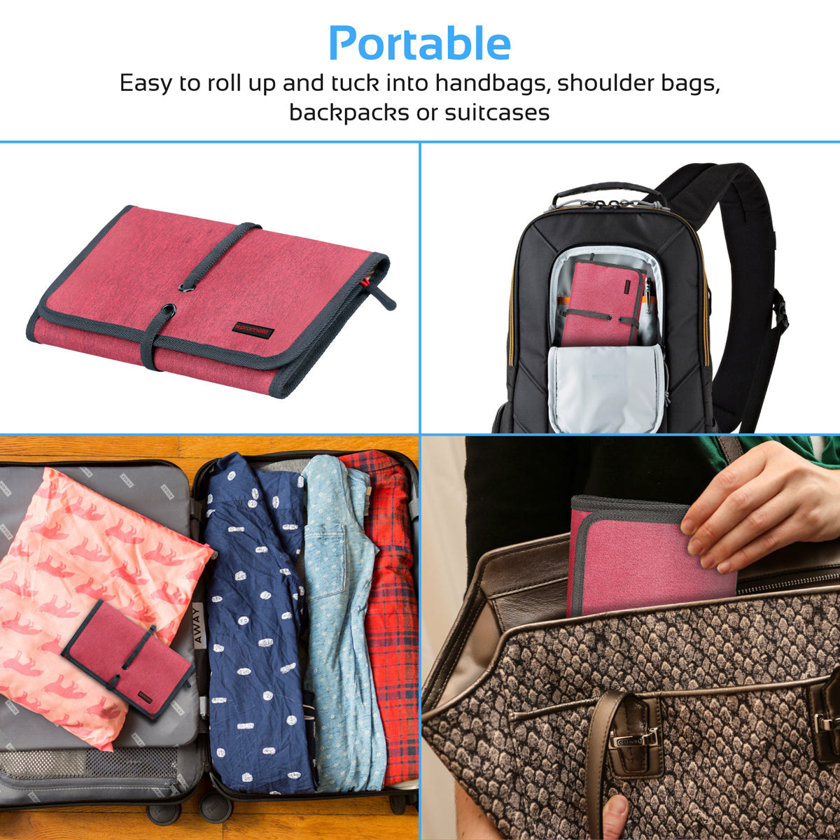Promate - Accessories Organiser, Multi-Purpose Electronic Accessories Pouch with Water-Resistance and 14 Storage Pocket for Cable, Card, Hard Drive, Pen, Adapter, Travelpack-L Red