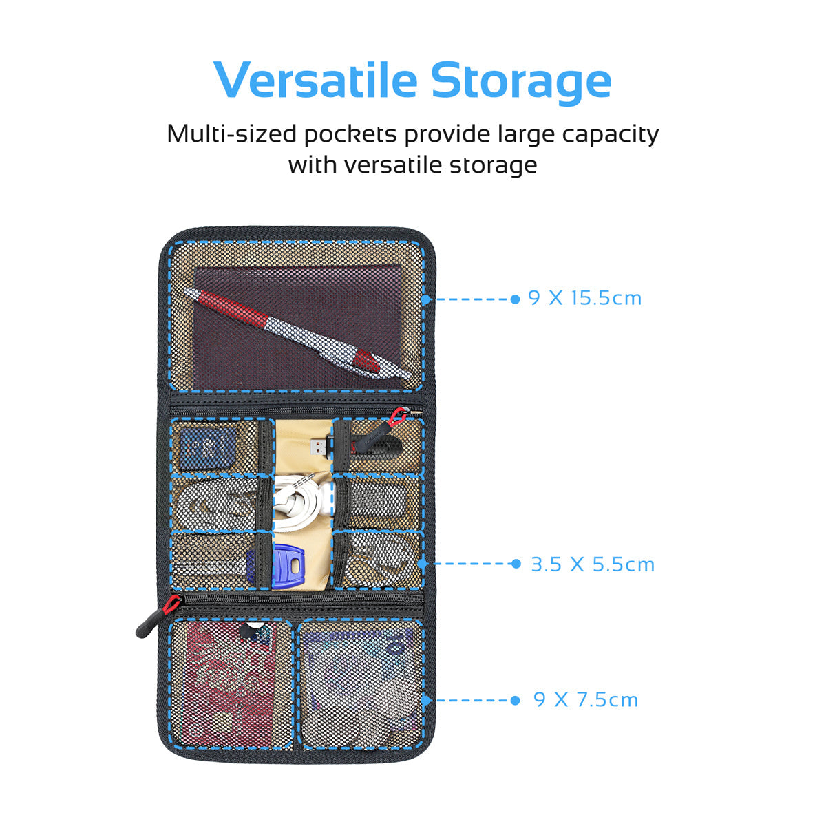 Promate - Travel Gear Organizer, Universal Gadget Accessories Travel Carry Case Storage Small Pouch with Water Resistance for Cables, Memory Cards, Earphone, Hard Drive, Travelpack-S Black