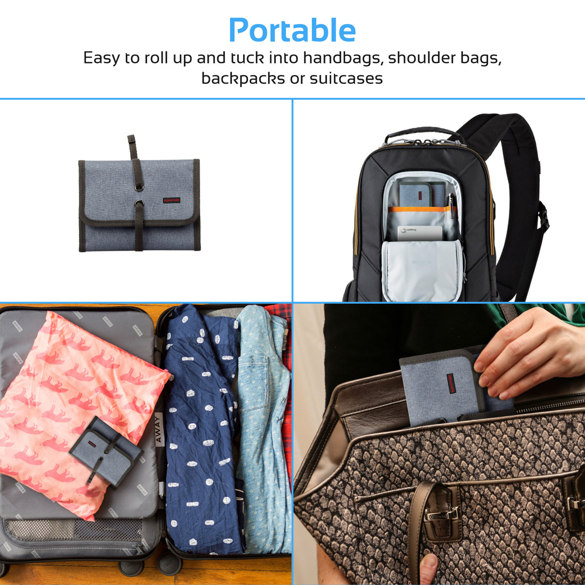 Promate - Travel Gear Organizer, Universal Gadget Accessories Travel Carry Case Storage Small Pouch with Water Resistance for Cables, Memory Cards, Earphone, Hard Drive, Travelpack-S Blue