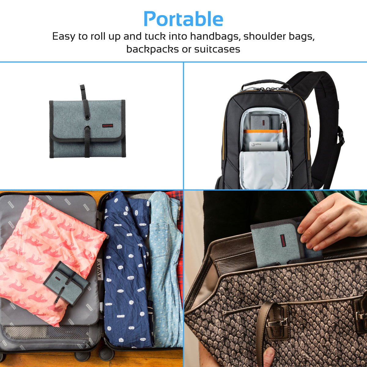 Promate - Travel Gear Organizer, Universal Gadget Accessories Travel Carry Case Storage Small Pouch with Water Resistance for Cables, Memory Cards, Earphone, Hard Drive, Travelpack-S Grey