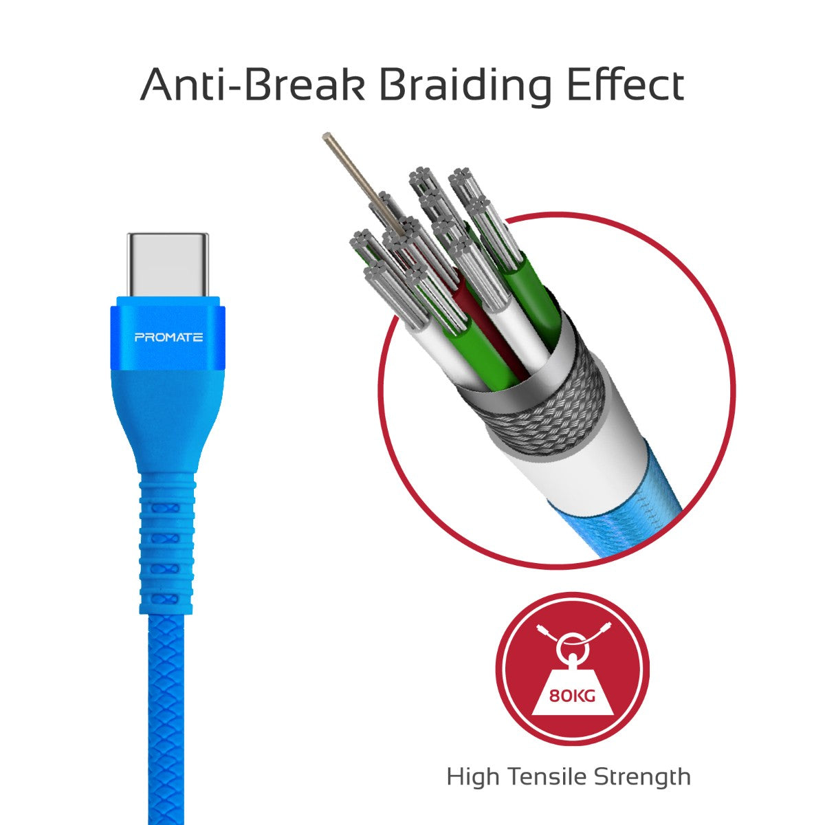 Promate - USB-C to Reversible USB-A Charging Cable, High-Speed Fast Sync Charge 2A Type-C Cable with 1.2m Tangle Free Cord and Long Bend Lifespan for Samsung Galaxy Note 9, S9, S9+, S8, S8+, LG V30, V20, Nintendo Switch, Vigoray-C.Blue